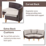 HUMMUH 12 Pieces Patio Furniture Set,Outdoor Half-Moon Sectional Couches Swivel Patio Chairs with Ottomans,All Weather PE Wicker Patio Conversation Sets for Garden Porch Backyard HUMMUH