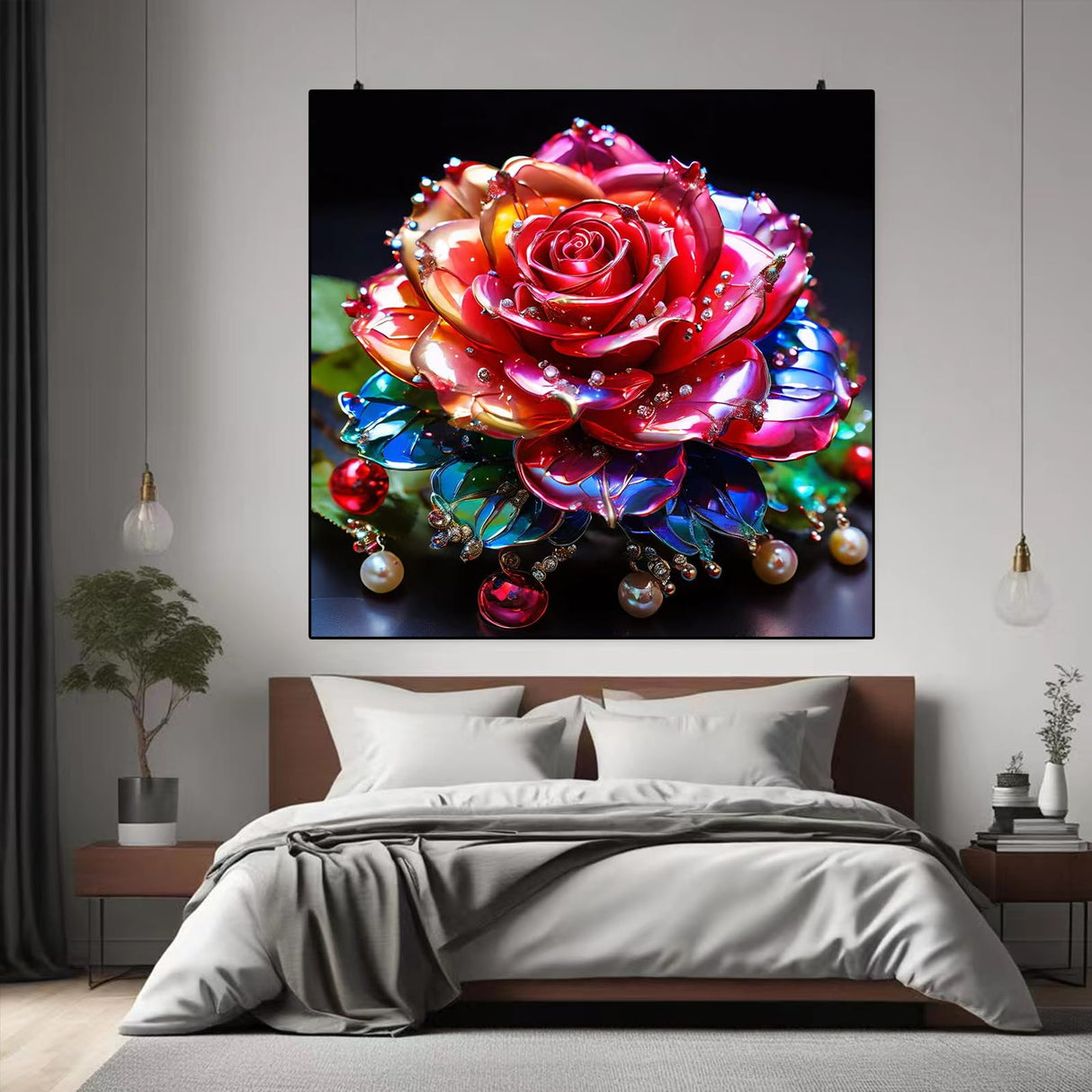 Lvmuu Diamond Painting Kits for Adults Shiny Red Rose, 5D DIY Full Round Drill Floral Diamonds Art Sets for New Beginner Paint with Diamonds Art Crafts Home Decoration 12x12in Lvmuu