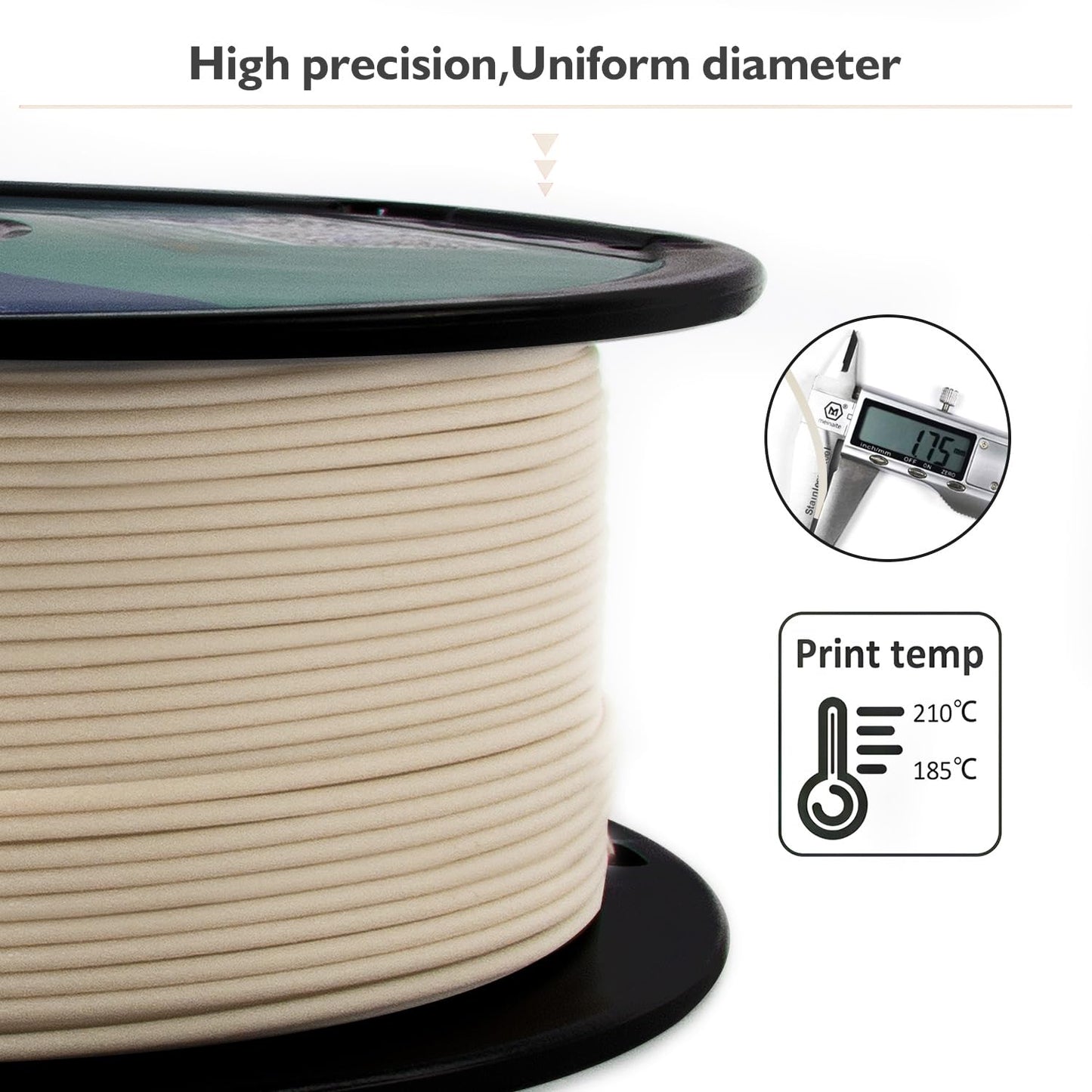 GIANTARM Wood Filament PLA,Wood PLA 3D Printer Filament,1.75mm Dimensional Accuracy +/-0.03mm,for Most 3D FDM Printer,1080 Feet per Roll,(Wood Poplar)