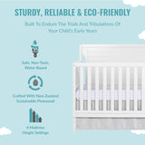 Dream On Me Cape Cod 5-in-1 Convertible Crib in White, Greenguard Gold Certified, 55x30x44.5 Inch (Pack of 1) Dream On Me