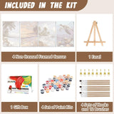 XTCIXAL 4 Pack Paint by Numbers Kit for Adults with Framed and Easel, Beach Paint by Number Kits, Sea Turtle Acrylic Oil Painting with Brushes for Home Wall Decor (8x12 Inch) XTCIXAL