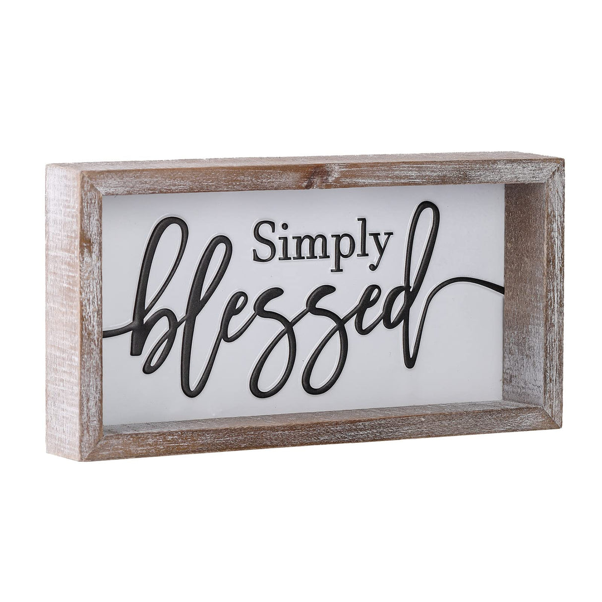 FESTWIND Tiered Tray Decor, Simply Blessed Sign Embossed Metal With Wood Frame - Shelf, Mantel, Blessed Signs for Home Decor - Rustic Thanksgiving, Primitive Decoration FESTWIND