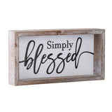 FESTWIND Tiered Tray Decor, Simply Blessed Sign Embossed Metal With Wood Frame - Shelf, Mantel, Blessed Signs for Home Decor - Rustic Thanksgiving, Primitive Decoration FESTWIND