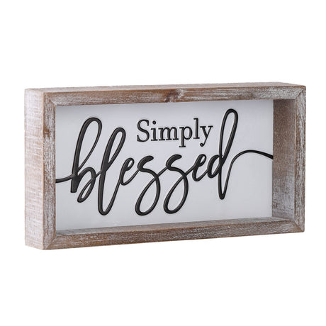 FESTWIND Tiered Tray Decor, Simply Blessed Sign Embossed Metal With Wood Frame - Shelf, Mantel, Blessed Signs for Home Decor - Rustic Thanksgiving, Primitive Decoration FESTWIND