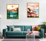 Yunnuo Landscape Paint by Numbers Kit for Adults Beginner, Sun & Mountain Paint by Number Canvas,Acrylic Abstract Paint with Numbers for with 3 Pcs Paintbrushes Home Wall Decor Gift (16 x 20 in) Yunnuo