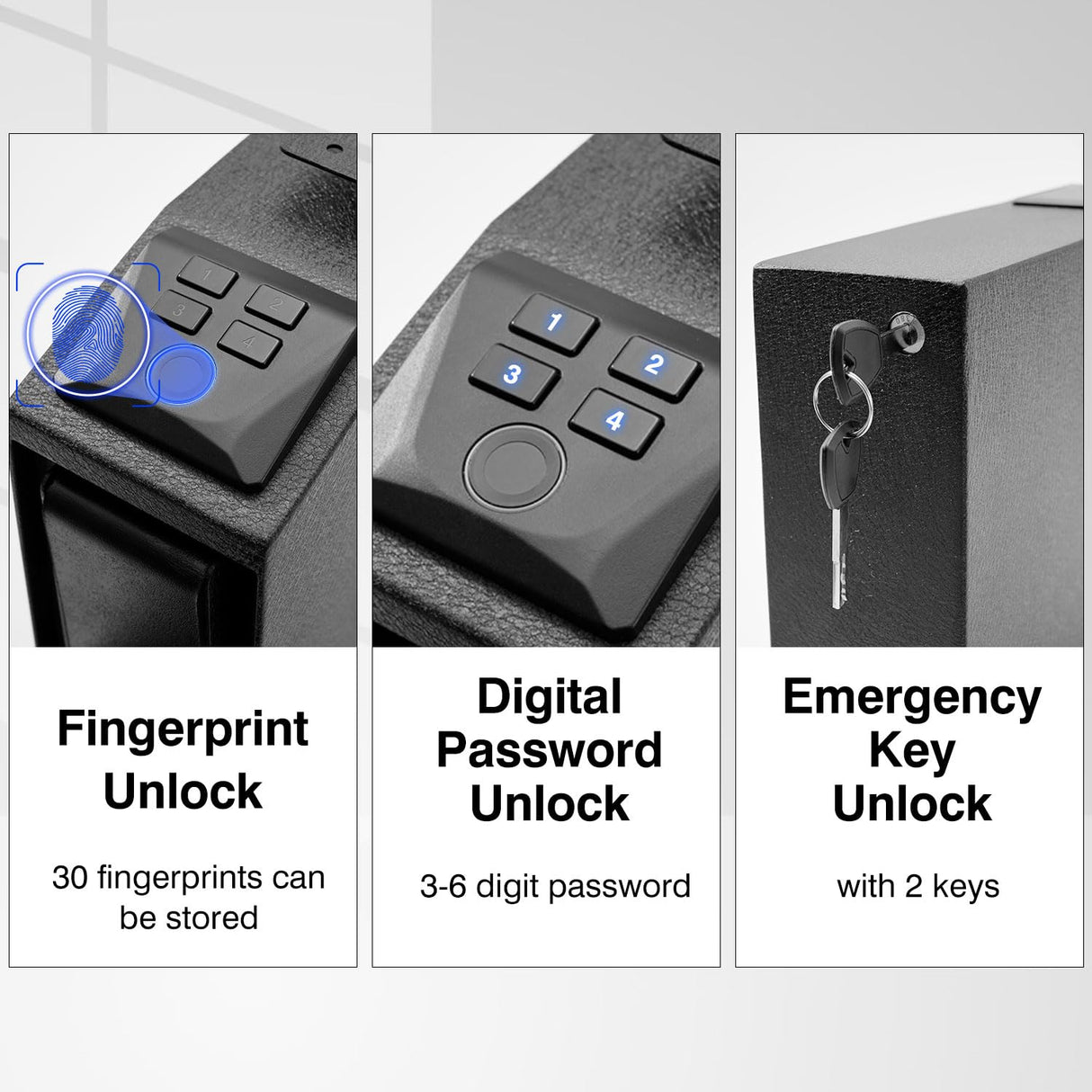 Sgorlds Biometric Slider Gun Safe for Handgun,Auto Sliding Door Hand Gun Safe, Quick Access Pistol Safe for Nightstand, Desk, Bed Side With Fingerprintt, PIN Code, KEY Access Sgorlds