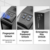 Sgorlds Biometric Slider Gun Safe for Handgun,Auto Sliding Door Hand Gun Safe, Quick Access Pistol Safe for Nightstand, Desk, Bed Side With Fingerprintt, PIN Code, KEY Access Sgorlds