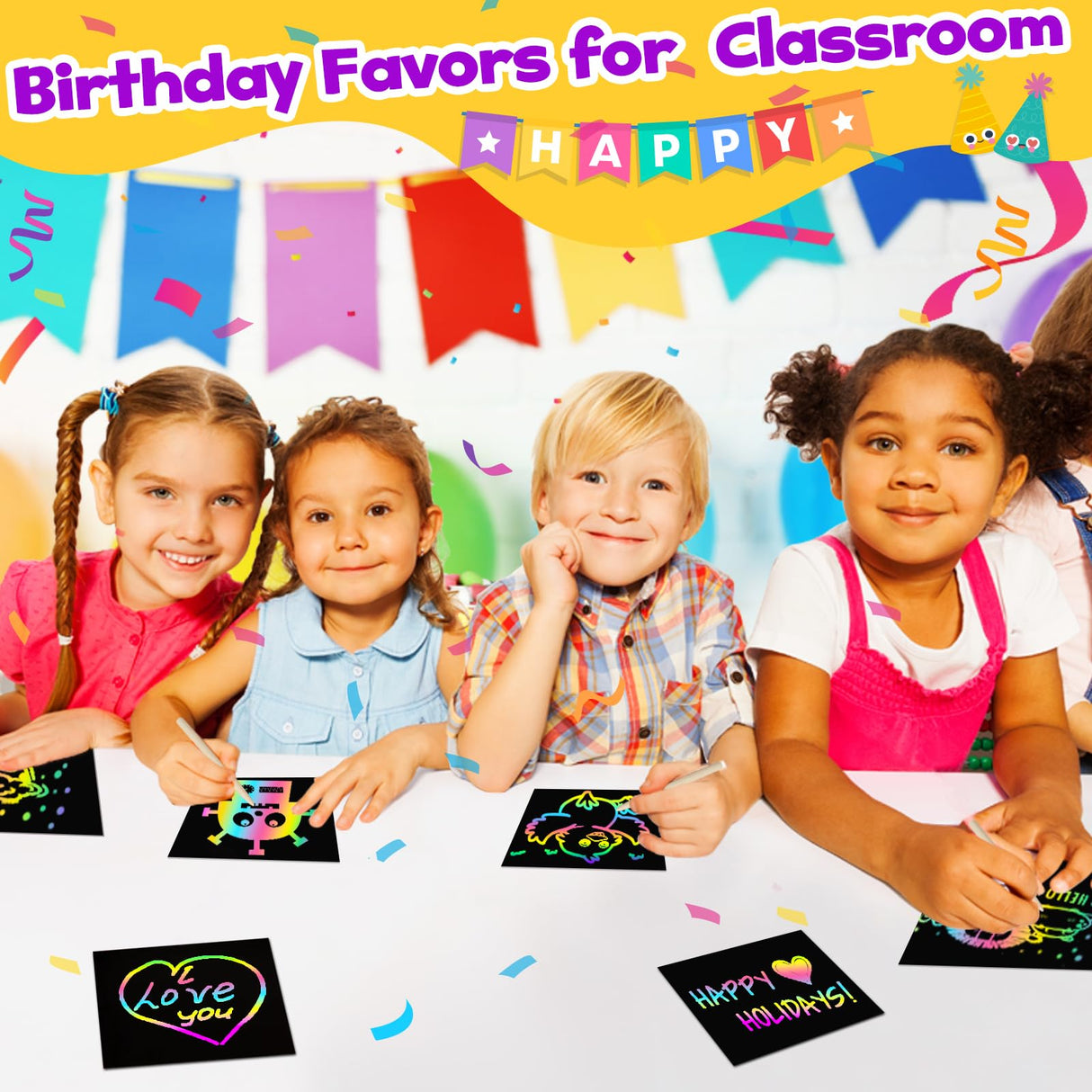 FUNNYB&G Rainbow Scratch Art Party Favors for Kids：288 PCS Scratch Paper Art Craft Kit Girls Boys Back To School Gifts for Kids Students Bulk Birthday Classroom Prizes Goodie Bags Stuffers Mini Notes FUNNYB&G