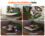 CHIC HOUSE 2-in-1 Pull-Out Sofa Bed, Convertible Chenille Sofa with 20W Fast Charging, LED Light, Foam Couch Layered Cushion Trim, Full/Queen RV Sleeper Sofa, Living Room, Apartment Small Space CHIC HOUSE