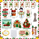 18pcs Christmas Tiered Tray Decoration Set - Santa Claus Snowman Christmas Tree Gingerbread Man Tiered Tray Decoration, Farmhouse 3D Winter Sign for Home, Farmhouse Tabletop, Office Desk Decoration kauomi