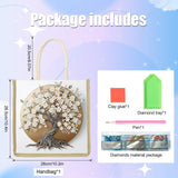 DIY Diamond Painting Canvas Tote Bag with Blooming Tree and White Flowers, Crystal Diamond Art Handbag for Adults, Reusable Hand Storage Bag with Handles, Portable Storage Bag for Woman Man antor