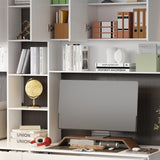 MOUMON Double Office Desk with Drawers and Shelves, Home Office Desk with Doors and Shelves, Double Computer Desk Workstation for Office White (94.5”W x 23.6”D x 86.6”H) MOUMON