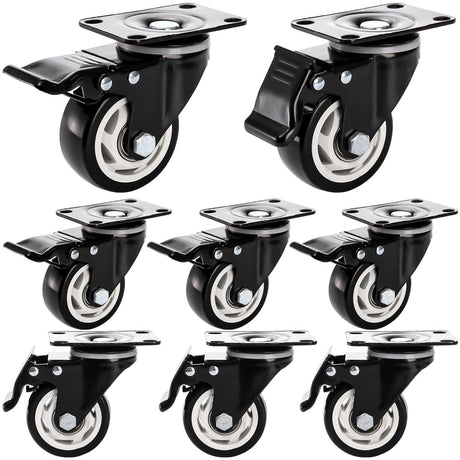 Yarlung 8 Pack 3 Inch Caster Wheels, Heavy Duty Plate Swivel Casters Set with Brake, 360°Rotating Caster No Noise Wheel for Cart, Furniture, Workbench yarlung