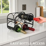 Buruis 6-Bottle Countertop Wine Rack, Modern Freestanding Metal Wine Holder Stand for Cabinet, Pantry, and Kitchen, No Assembly Required, Black Buruis