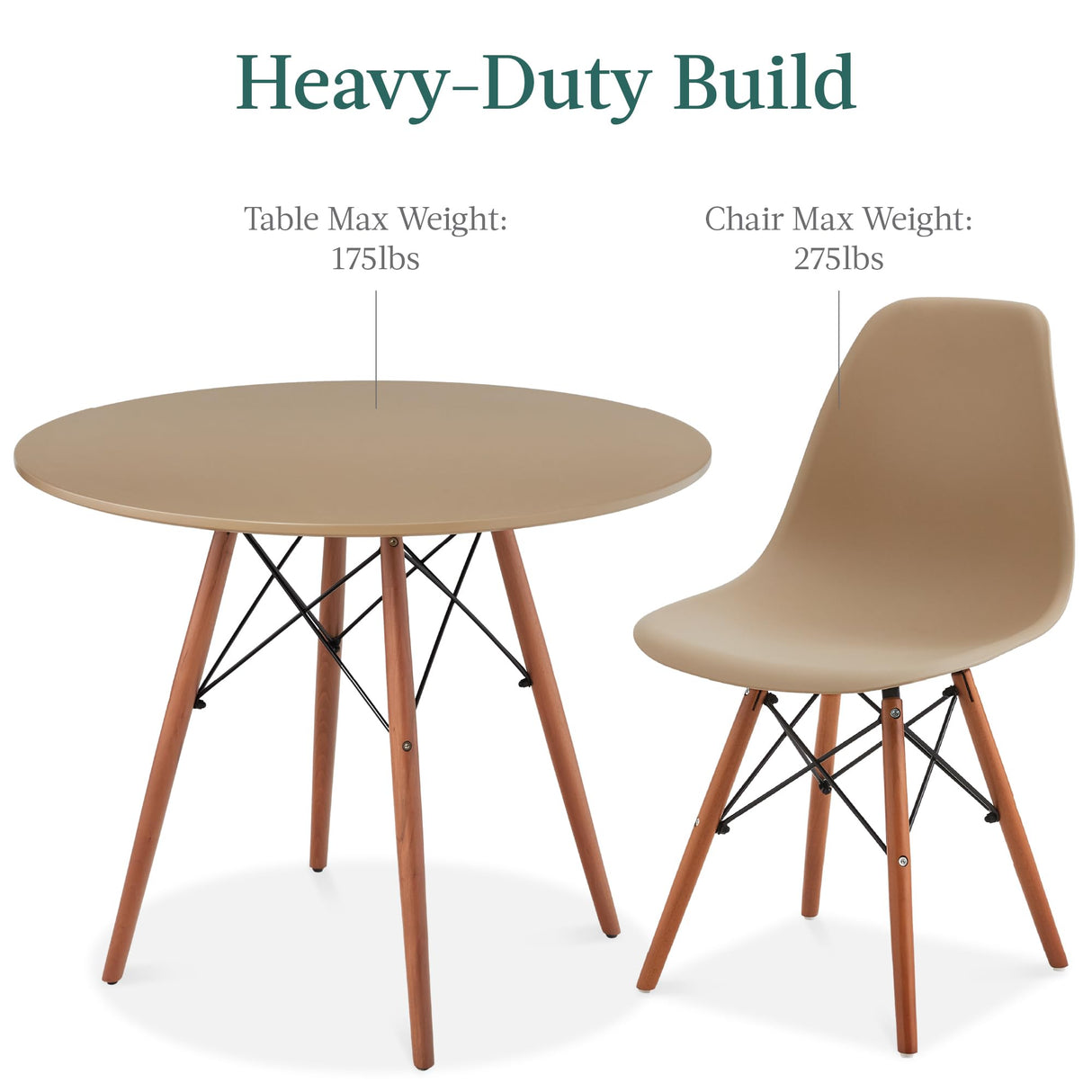 Best Choice Products 5-Piece Dining Set, Compact Mid-Century Modern Table & Chair Set for Home, Apartment w/ 4 Chairs, Plastic Seats, Wooden Legs, Metal Frame - Beige/Walnut Best Choice Products