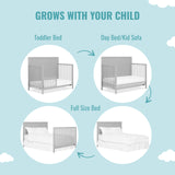 Dream On Me Dillian 5-in-1 Convertible Crib in Pebble Grey, JPMA & Greenguard Gold Certified, Crafted with New Zealand Pinewood Dream On Me