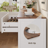 Gizoon 47.2" W Dresser for Bedroom, 6 Chest of Drawers, Modern Drawer Dresser, Wood TV Stand for Living Room, with Smooth Rail, Metal Handles, Anti-tip, Hallway, Retro Gizoon