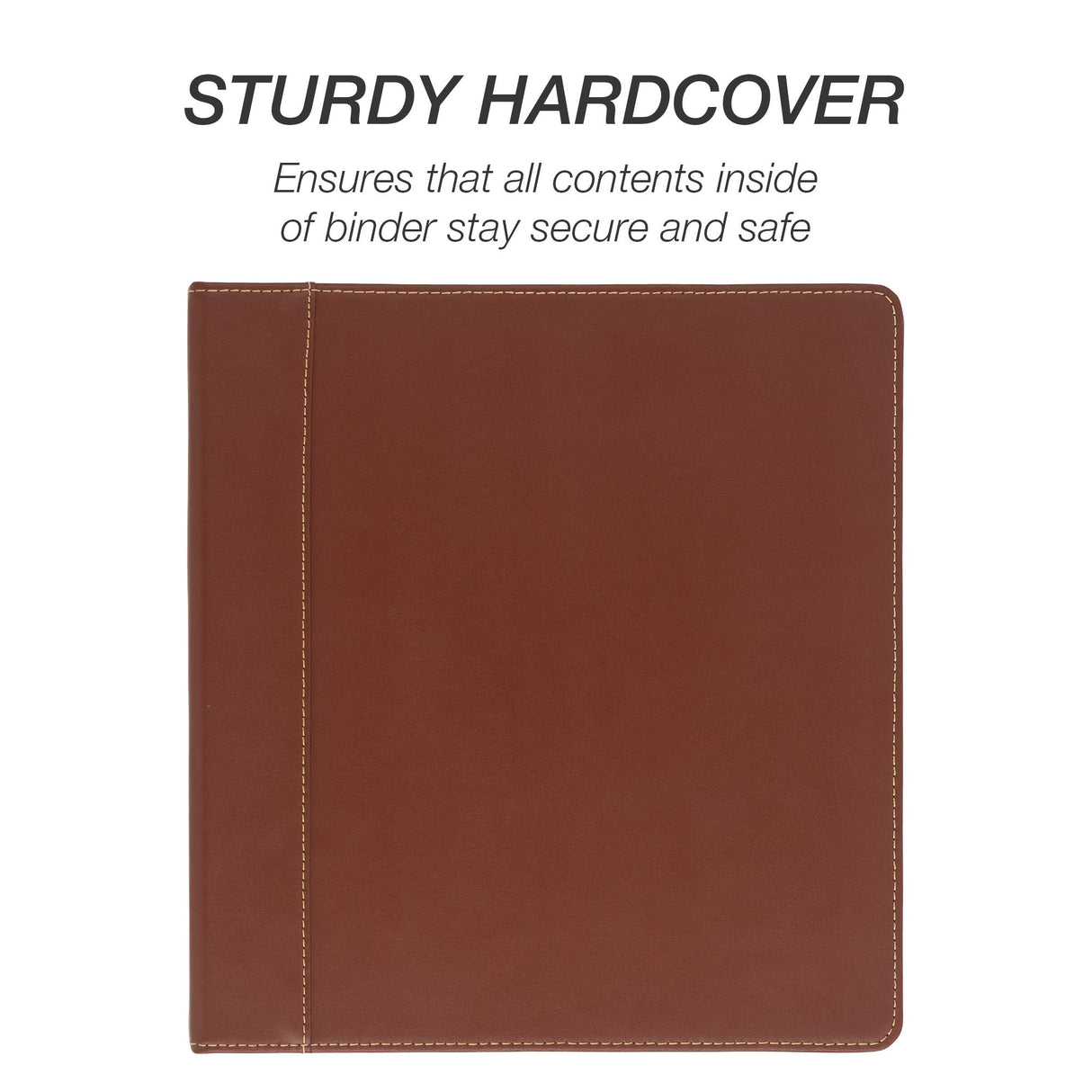 Samsill 1 Inch 3 Ring Binder, Leather, Brown with Contrast Stitching, 8.5X 11 Inch, 3 Rings, Notebook Binder, Portfolio Organizer, Planner, Journal Samsill