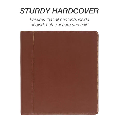 Samsill 1 Inch 3 Ring Binder, Leather, Brown with Contrast Stitching, 8.5X 11 Inch, 3 Rings, Notebook Binder, Portfolio Organizer, Planner, Journal Samsill