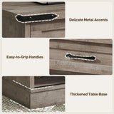 RALGEND 47" Farmhouse Coffee Table with Storage and 2 Drawers, Large Rustic Center Table with Sliding Barn Doors & Open Compartments, Wooden Coffee Table for Living Room, Greige