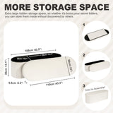 PINPLUS Storage Ottoman Bench Tufted Oval Ottomans Bench Foot Rest, Toy Chest Box Velvet Bench with Storage, 43"x15"x15" (White) PINPLUS