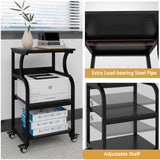 Natwind 3 Tier Printer Stand,Printer Table with Adjustable Storage Shelf, Rolling Printer Cart with Wheels for Home Office Organization,Multifunctional Shelves for Heat Press,3D Printer (Black) Natwind