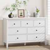 CARPETNAL White Dresser for Bedroom, 7 Drawer Dresser with Wide Drawers and Metal Handles, Woode Dressers & Chests of Drawers for Hallyway, Entryway. CARPETNAL