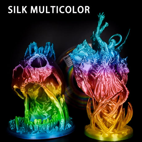 LOCYFENS Silk PLA Filament Multicolor, 3D Printer Filament Rainbow PLA Filament 1.75mm +/- 0.02mm, 3D Printing Filament 1kg/2.2lbs LOCYFENS