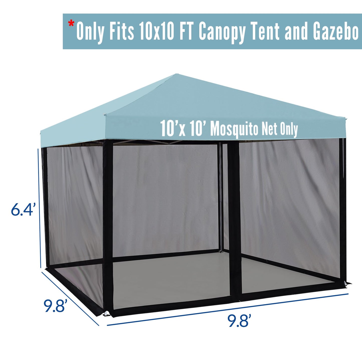 Seogwisam Mosquito Netting for 10'x10' Pop up Canopy Tent or Gazebo,Zipper Screen Sidewalls for Outdoor Garden Patio Gazebo(Mosquito Net Only,Black)