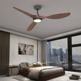 Roomratv Ceiling Fans with Lights and Remote, 52 Inch Large Airflow Indoor Ceiling Fans with Quiet DC Motor and 3 Colour Temperature Black Noiseless ABS Fan Blades (Dark Woodgrain) Roomratv