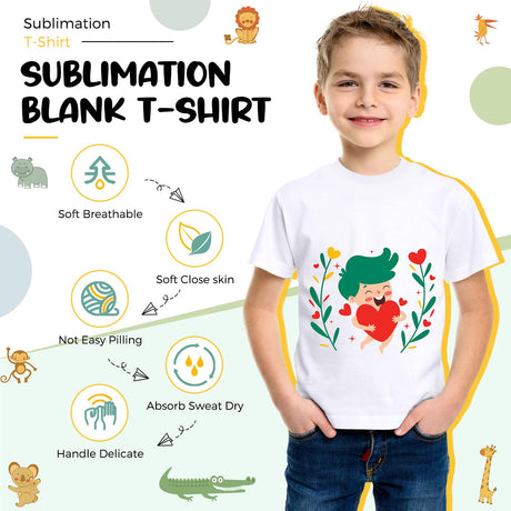 5 Pieces Toddler Blank Sublimation T-Shirt Modal Crew Neck Short Sleeve T-Shirt for Kids Baby Children Youth Tye Dying (3T) JenPen