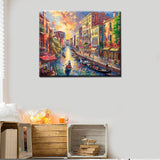 Tucocoo Venice Landscape Paint by Numbers for Adults Boat Water City View DIY Paint by Numbers Acrylic Paint Canvas Colorful Buildings Sunset Scenery Painting Kits Art 16x20 Inch（Without Frame） Tucocoo