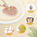 BEDSIFV 75 Pcs Sublimation Blank Rhinestone Bezel Necklace, 15 Pcs 3 Colors Double-Sided Heart Pendant Trays with Thick Necklace Chain BEDSIFV
