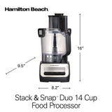 Hamilton Beach Stack & Snap Food Processor and Vegetable Chopper, BPA Free, Stainless Steel Blades, 14 Cup + 4-Cup Mini Bowls, 3-Speed 500 Watt Motor, Black (70585) Hamilton Beach