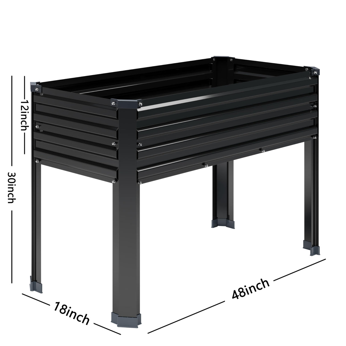 DIIYIV Galvanized Raised Garden Bed with Legs,2PCS 48×18×30in Elevated Planter Box for Backyard,Garden, Patio, Balcony, 300lb Capacity,Planters for Outdoor Plants,Black DIIYIV