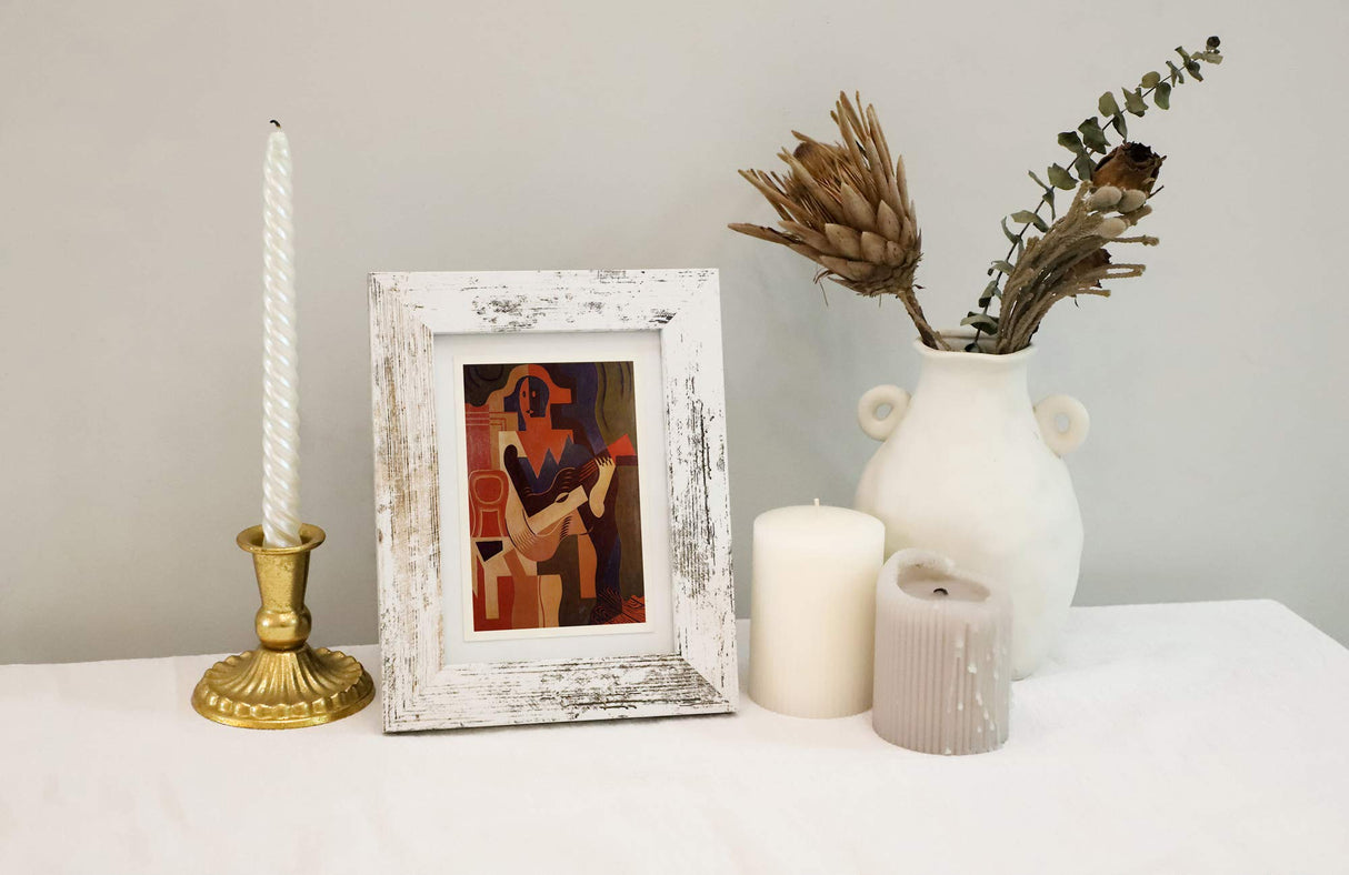 Anfoto Photo Picture Frame 8x10, White -Wood Grain Style Anfoto