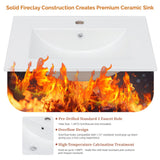 VINGLI Fluted Bathroom Vanity with Ceramic Sink, Bathroom Vanity Cabinet with 2 Doors, 24 Inch Restroom Sink Cabinet Combo, Mid-Century Modern Floor Storage Cupboard w/U Shape Shelf Walnut VINGLI