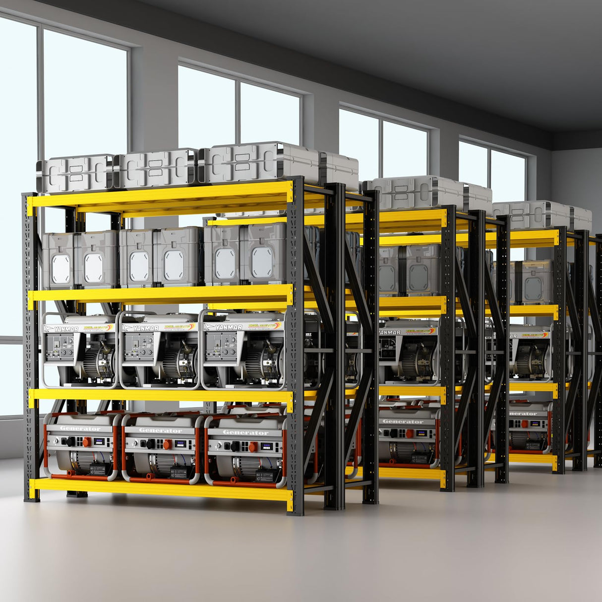 Qxdyt 3000LBS Heavy Duty Storage Shelves,63''H Metal Garage Shelving, 4-Tier Adjustable Garage Organization Shelving Units, Industrial Shelving for Warehouse,Workshop- Black & Yellow Qxdyt