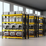 Qxdyt 3000LBS Heavy Duty Storage Shelves,63''H Metal Garage Shelving, 4-Tier Adjustable Garage Organization Shelving Units, Industrial Shelving for Warehouse,Workshop- Black & Yellow Qxdyt