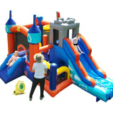 16FT Commercial Bounce House for Kids 5-12 Large with 1100W Blower,100% PVC Kids Inflatable Bounce House with 2 Slides, Ball Pit, Large Jumping Area Obstacle Course Bounce House 16x12x10ft Inflantteble