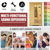 Sauna,Home Far Infrared Sauna Room,Indoor 1 Person Hemlock Wood Dry Sauna,1050W/110 Sauna Birthday Gift, Digital Controler,Bluetooth Player,5 Heating Panels Homsido