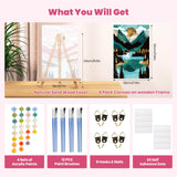 4 Pack Paint by Numbers Kits for Adults Beginners Framed Canvas, Adult Paint by Number Kit with Wooden Easel, Sunset Lake Mountains Easy Painting by Numbers for Adults Framed Crafts 8x12inch Genius maker