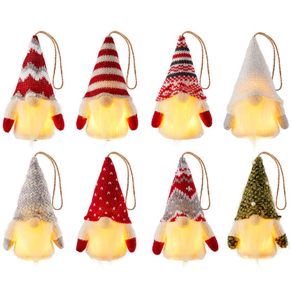 Gnome Christmas Ornaments, 8 Packs 5" Christmas Gnomes Ornaments, Lighted Christmas Tree Ornaments, Bulk for Coworkers