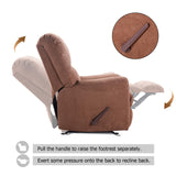CANMOV Rocker Recliner Chair for Adults,Manual Recliner Chair with Overstuffed Backrest and Armrests, Soft Fabric Manual Rocking Reclining Sofa for Living Room,Brown CANMOV