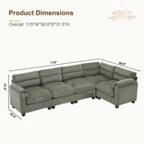HAOMARKETS 115” Modular Sectional L Shaped Corner Sofa, Corduroy 5-Seater Couches with Thick Cushion for Living Room, Green HAOMARKETS