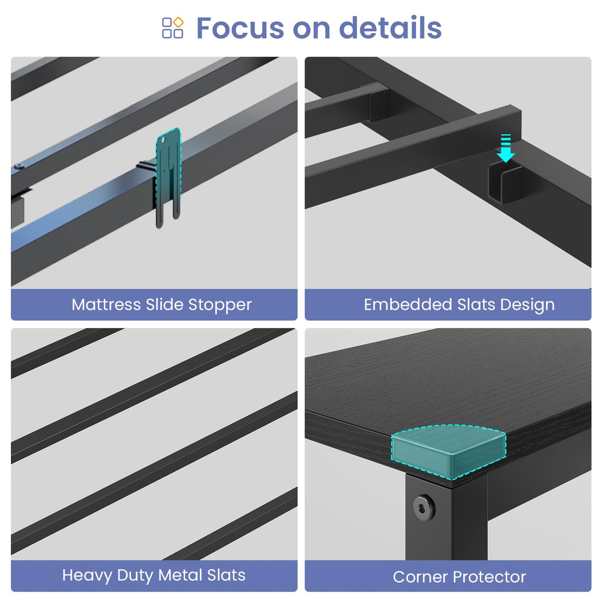 Hasuit Twin Corner Bed Frame with 2 Storage Drawers, Modern Twin Daybed with Charging Station and LED Lights for Kids Teenagers, Metal Platform Bed Frame for Bedroom, Living Room, Guest Room, Black Hasuit