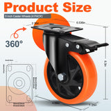 QNCZ Caster Wheels, 5 Inch Heavy Duty Casters Set of 4, Silent Industrial Casters Load 2600lbs, Swivel Casters for Furniture, Workbench and Cart Wheels QNCZ