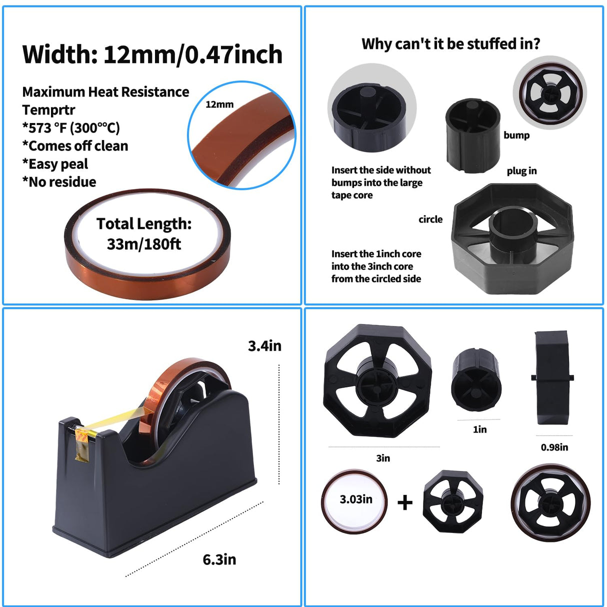 XEUZK Sublimation Blanks Tumbler Clamp Tool Blue Kits for 20 Oz Sublimation Blanks, Heat Resistant Gloves, Heat Tape Sublimation, Heat Tape Dispenser Sublimation Kit, Tumbler Clamp Clamp Blue&Pink. XEUZK