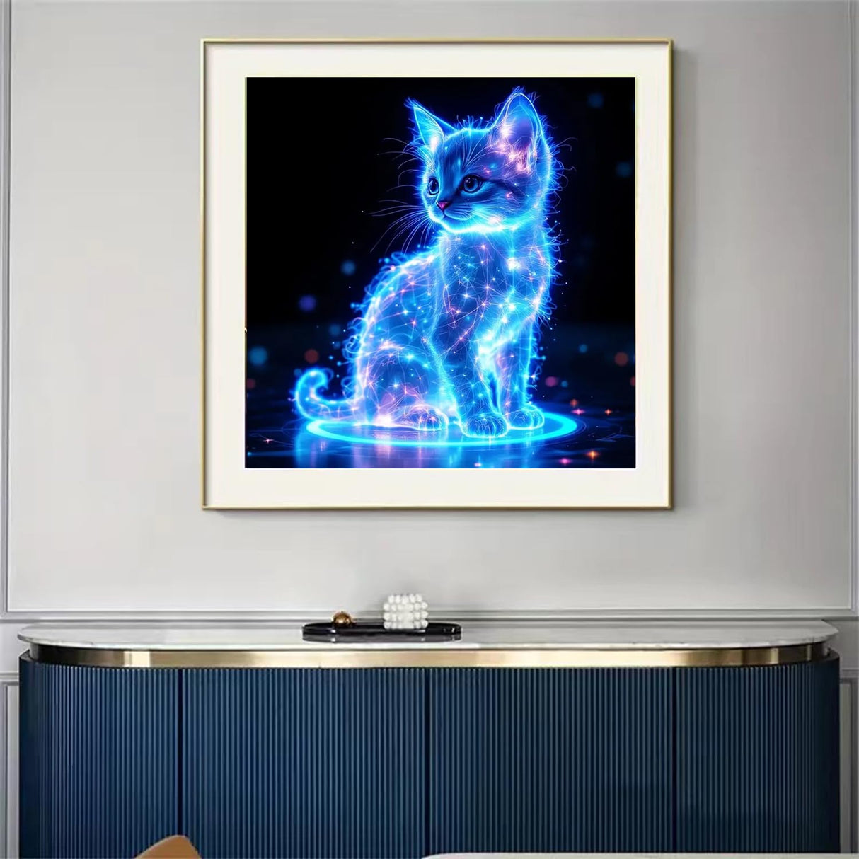 SHICERNHJ 5D Diamond Painting Kits for Adults Beginners DIY Round Diamond Art for Animal Glow Cat,Full Drill Diamond Dots Crafts Gem Art for Adults Wall Decor 14 X 14Inch SHICERNHJ