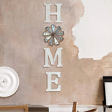 Farmhouse Wall Decor – Home Letters Sign with Rustic Metal Windmill & White Wood – Country Wall Hanging for Living Room or Kitchen Back Trail Decor